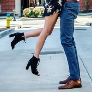 Sam Edelman suede lace up heeled bootie